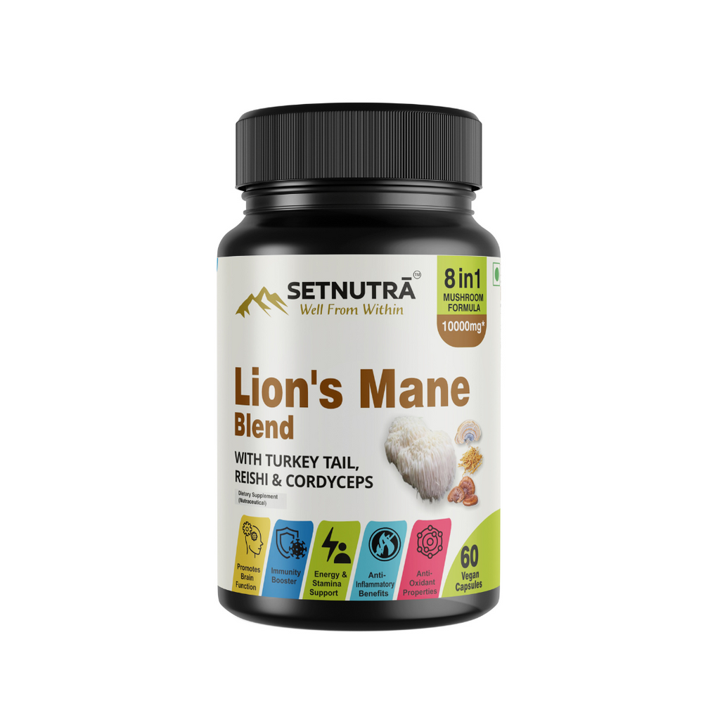 SETNUTRA Mushroom Mastermind - 8-in-1 Brain & Immune Support Supplement | 60 Capsules