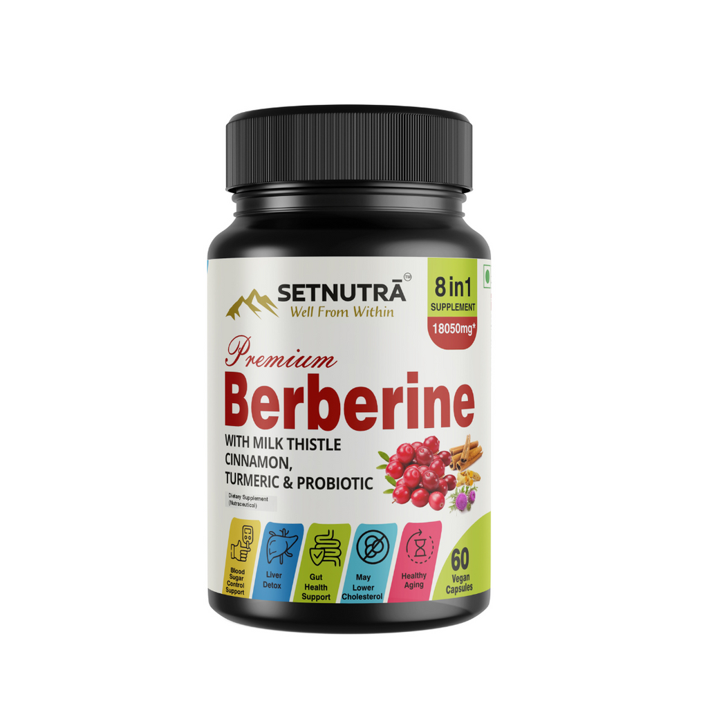 SETNUTRA Berberine 8-in-1 Wellness Supplement - Blood Sugar Control | 60 Vegan Capsules