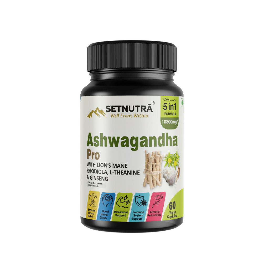 SETNUTRA | 5-in-1 Stress Relief Supplement | Ashwagandha Plus | 60 Capsules