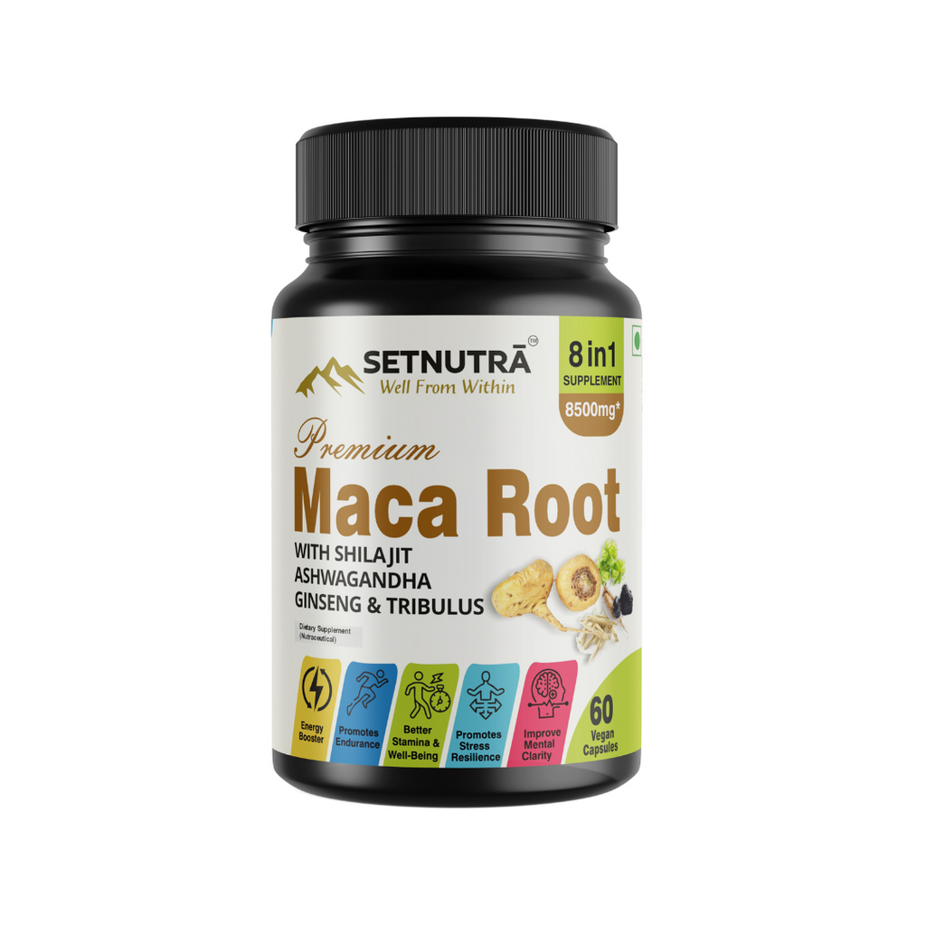 SETNUTRA | 5-in-1 Energy & Stamina Supplement | Maca Root Plus | 60 Capsules