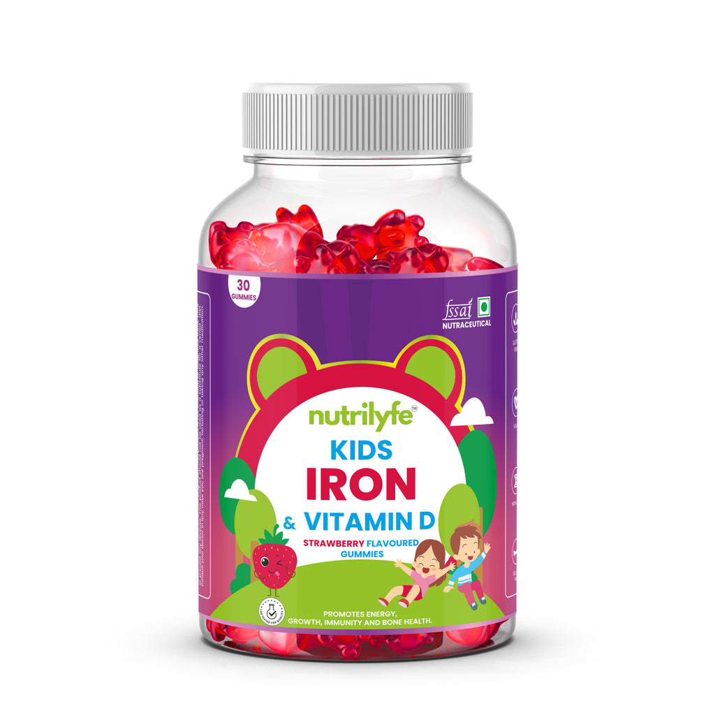 Nutrilyfe Kids Iron & Vitamin D Strawberry Flavoured Gummies